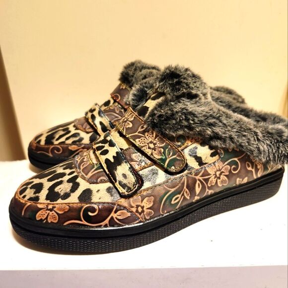 Brand New L’Artiste Spring Step "Lamya" Leather Fur-lined Mule Sz.7/37 Ret.$110 - Picture 1 of 12